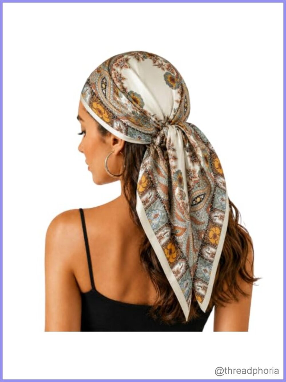 Women's Polyester Satin Square Scarf 35 inch Head Neck Wrap Bandana